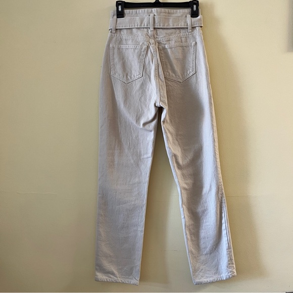 NWT Reformation Cynthia Belted High Rise Straight Jeans in Bone Cream Size 25 - Picture 14 of 16